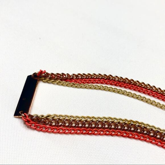 Y2k Express Peach & Gold Triple Chain Long Necklace - Picture 4 of 6